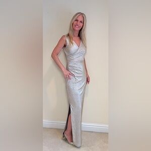 Ralph Lauren Elegant Silver Evening Gown